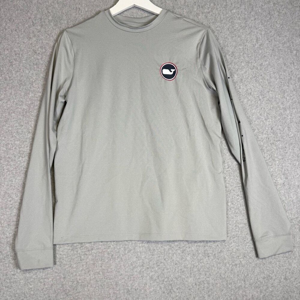 Vineyard Vines Boys Youth Size Large Grey Long Sleeve Spandex Pullover Shirt Top